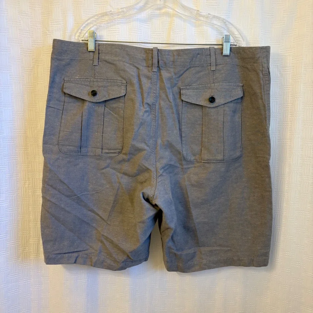 Banana Republic Aiden Shorts Mens 42 Gray Linen‎ Cotton Flat Front Casual Summer